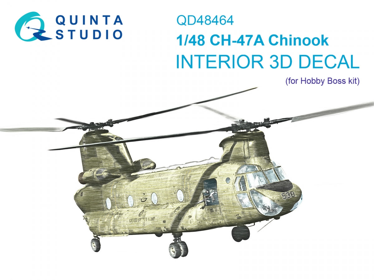 Intérieur coloré imprimé en 3D sur papier décalcomanie Quinta Studio QD48464 CH-47A (HobbyBoss) 1/48