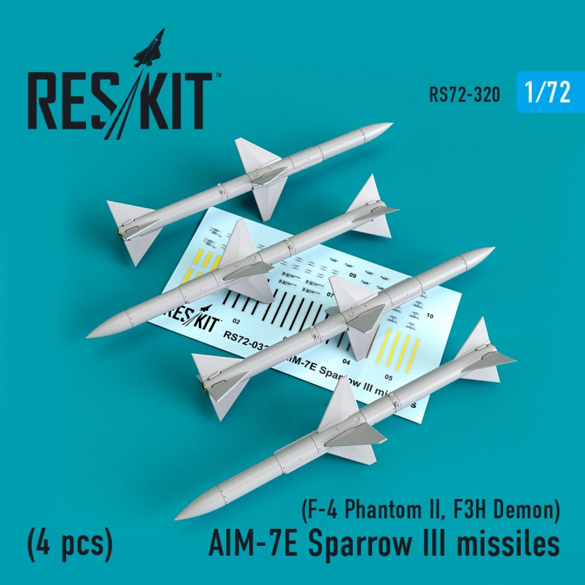 RESKIT RS72-0320 MISSILES AIM-7E SPARROW III (4 PIÈCES) 1/72