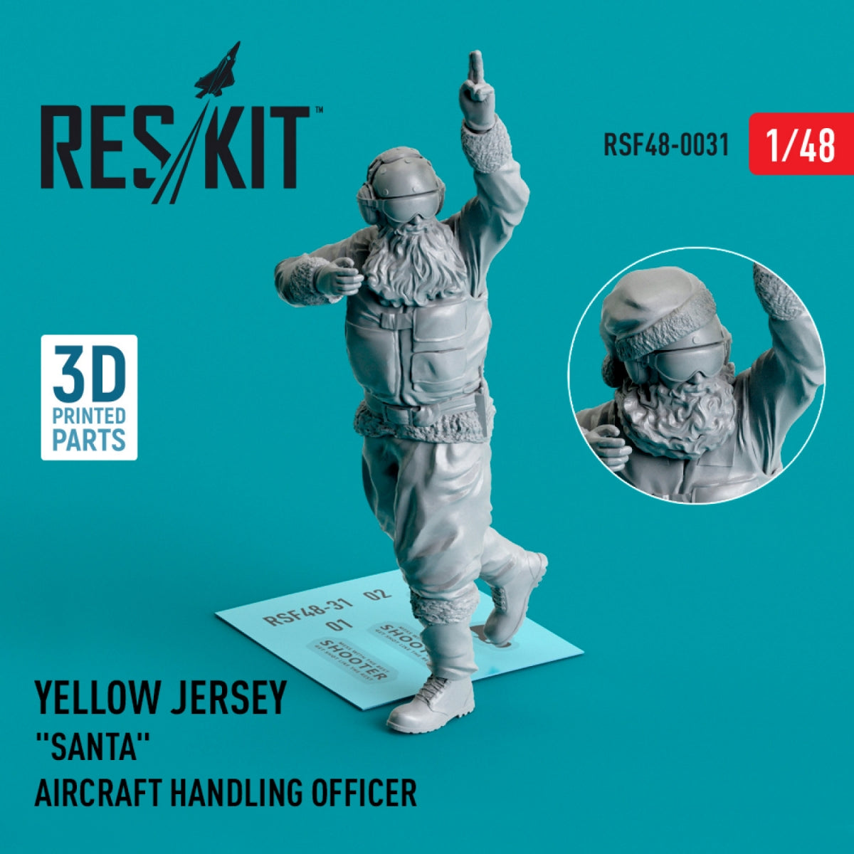 RESKIT RSF48-0031 MAILLOT JAUNE, PÈRE NOËL, AGENT DE MANUTENTION D&amp;#39;AVIONS (1 PIÈCE) (IMPRIMÉ EN 3D) 1/48