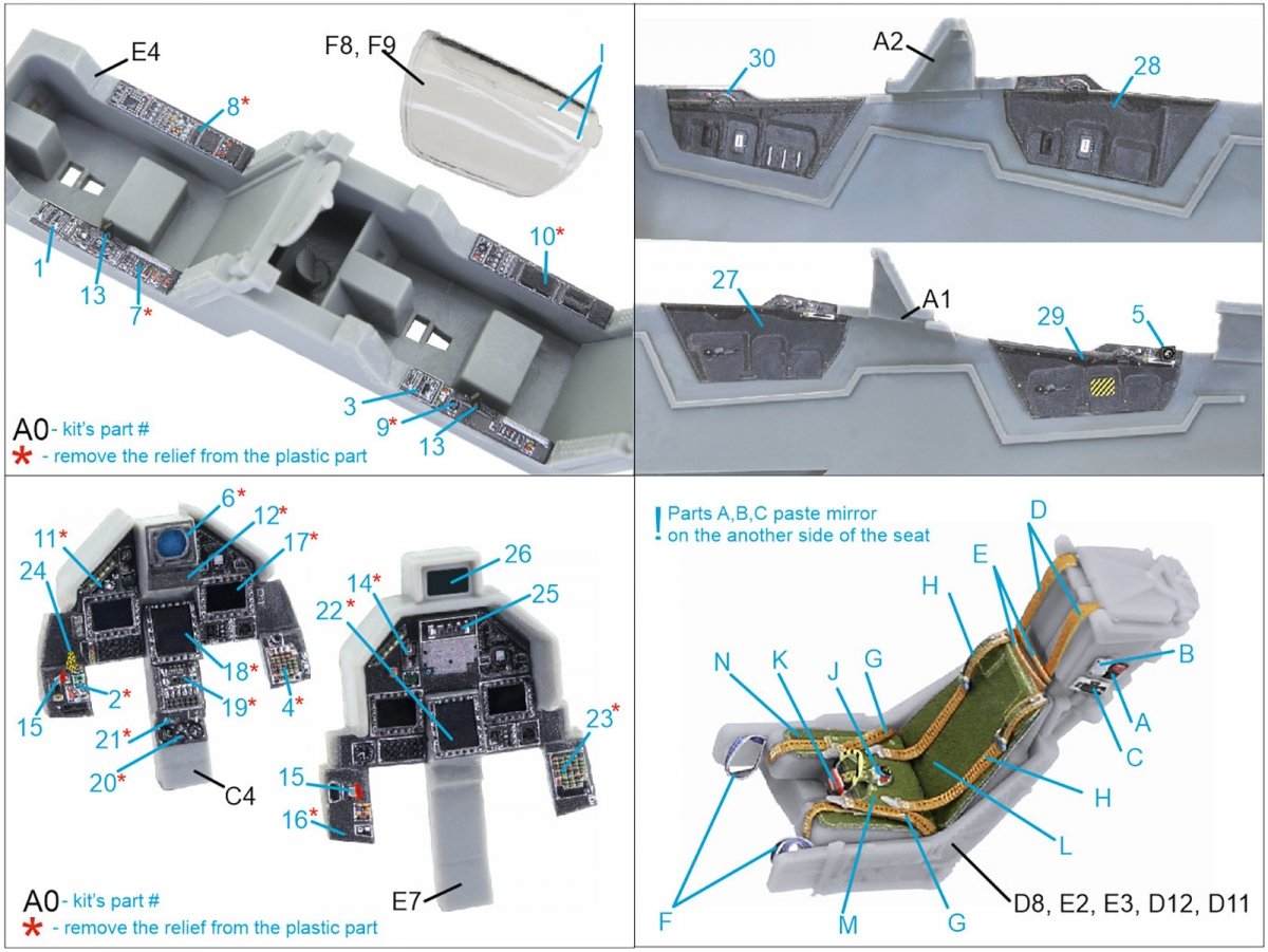 Intérieur imprimé en 3D et coloré sur papier décalcomanie (Kinetic) Quinta Studio QD48118 Mirage 2000-5B 1/48 – image 17