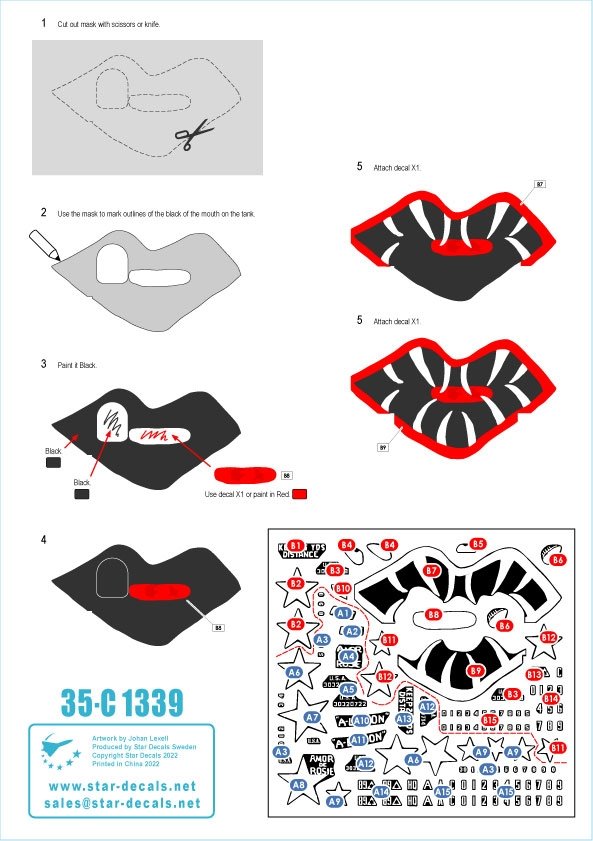 Star Decals 35-C1339 Guerre de Corée - M4A3E8 Sherman n° 5. 89e bataillon de chars Sherman Easy Eight en Corée. Avec et sans calandre « tigre ». Échelle 1/35 – image 3