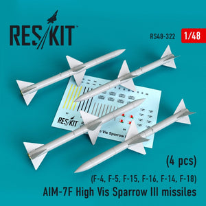 RESKIT RS48-0322 MISSILES AIM-7F HAUTE VISIBILITÉ SPARROW III (4 PIÈCES) 1/48