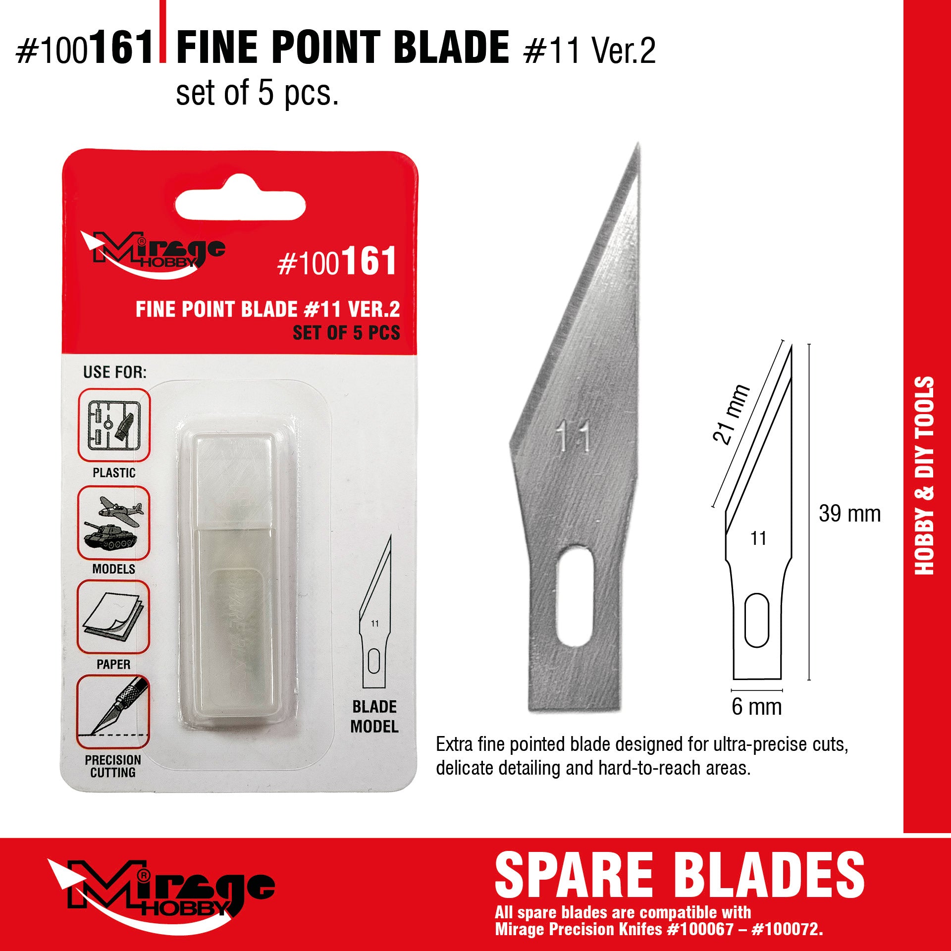 Mirage 100161 Fine Point Point Blade (5 pcs) – image 2