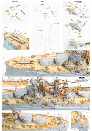 Pontos 35023FN USS BB-34 New York 1944 Kit de détails (avec pont couleur teck, canons, résine, photodécoupe)  – Bild 5