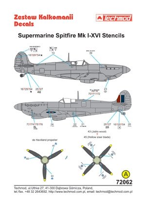 Techmod 72062 - Pochoirs pour Supermarine Spitfire I-XVI (1/72) – imagen 2