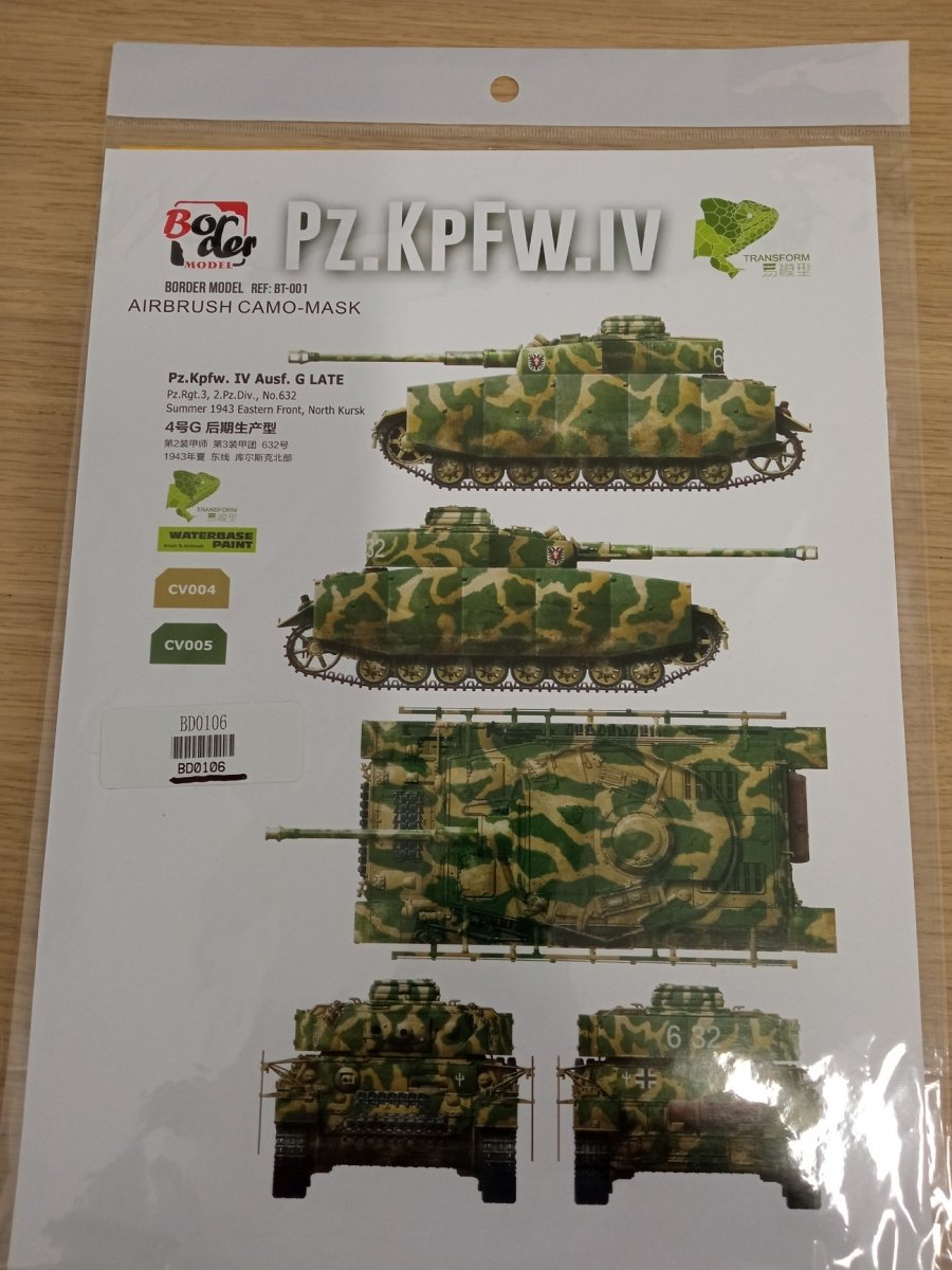 Masques de fin de production Border Model BD0106 Pz. Kpfw IV Ausf. G au 1/35