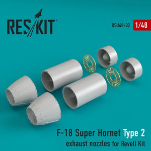 RESKIT RSU48-0032 Buses d&amp;#39;échappement F-18 Super Hornet Type 2 pour maquette Revell au 1/48