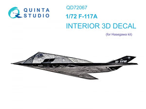 Intérieur imprimé en 3D et coloré sur papier décalcomanie Quinta Studio QD72067 F-117A (Hasegawa) 1/72