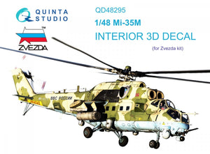 Intérieur imprimé en 3D et coloré sur papier décalcomanie Quinta Studio QD48295 Mi-35M (Zvezda) 1/48