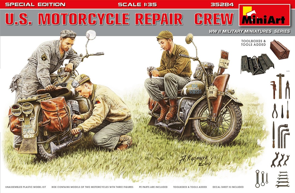 MiniArt 35284 ÉQUIPE DE RÉPARATION DE MOTO AMÉRICAINE. ÉDITION SPÉCIALE 1/35
