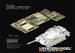 Maquette Voyager PE351264 de base du char lourd américain M103A2 pour TAKOM 2140 au 1/35
