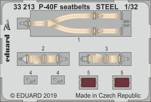 Ceintures de sécurité Eduard 33213 P-40F en acier, échelle 1/32, TRUMPETER