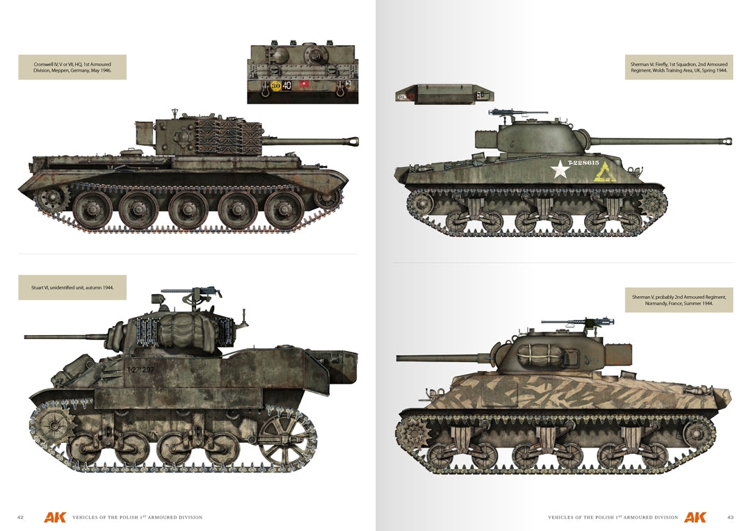 AK Interactive AK130010 VÉHICULES DE LA 1RE DIVISION BLINDÉE POLONAISE – GUIDE DES PROFILS DE CAMOUFLAGE - Anglais – immagine 7