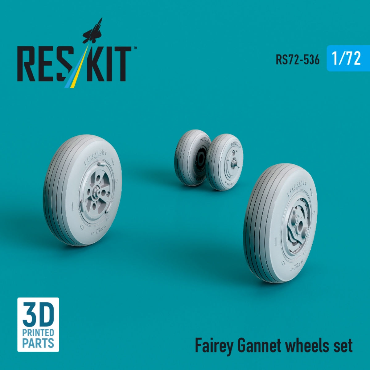 RESKIT RS72-0536 Jeu de roues Fairey Gannet (Imprimé en 3D) 1/72 – immagine 2
