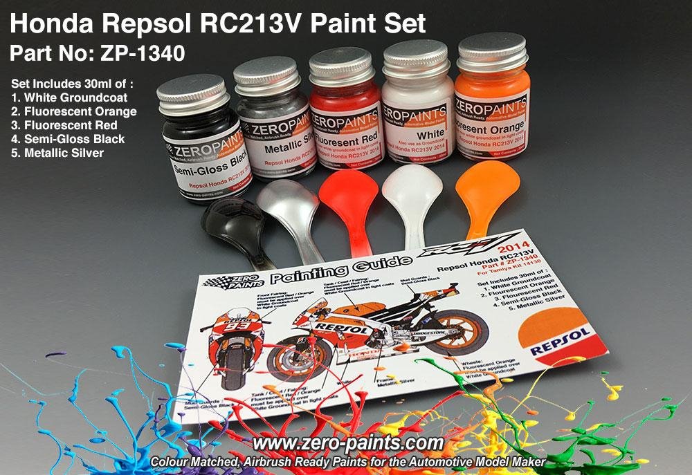 Coffret de peinture Zero Paints ZP-1340 Repsol Honda RC213V 2014 (5 x 30 ml)