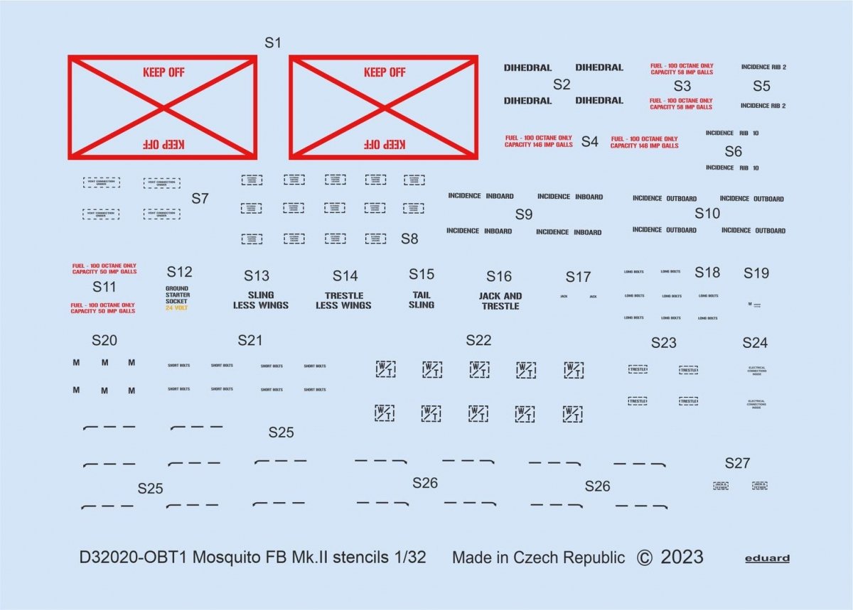 Pochoirs Eduard D32020 Mosquito FB Mk. II TAMIYA 1/32