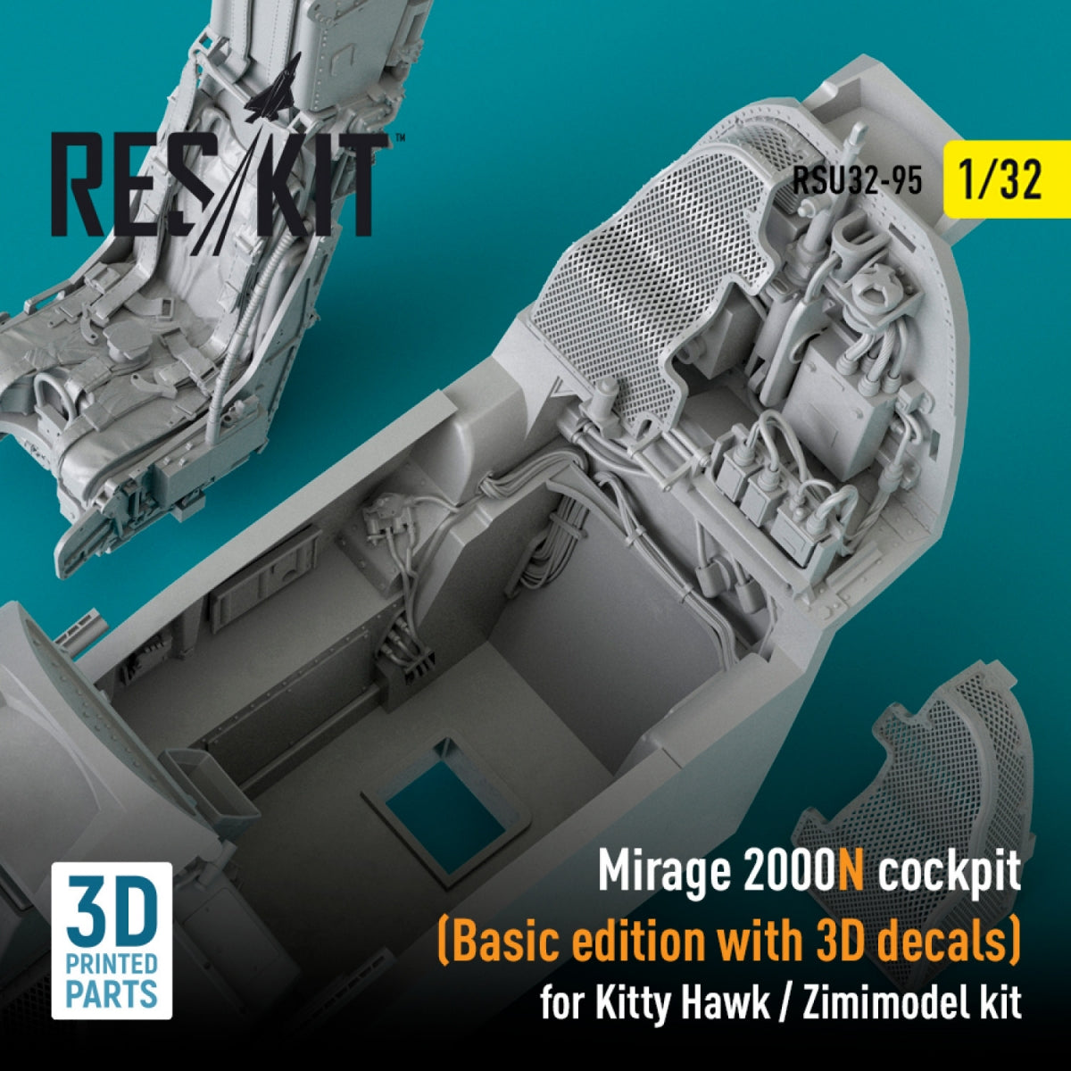 RESKIT RSU32-0095 COCKPIT MIRAGE 2000N (ÉDITION DE BASE AVEC DÉCALCOMANIES 3D) POUR MAQUETTE KITTY HAWK / ZIMIMODEL (IMPRIMÉE EN 3D) 1/32  – Bild 2
