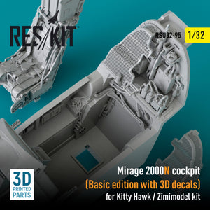 RESKIT RSU32-0095 COCKPIT MIRAGE 2000N (ÉDITION DE BASE AVEC DÉCALCOMANIES 3D) POUR MAQUETTE KITTY HAWK / ZIMIMODEL (IMPRIMÉE EN 3D) 1/32  – Bild 2