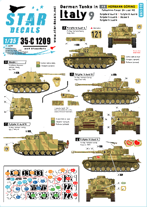 Star Decals 35-C1209 Chars allemands en Italie n° 9. Hermann Göring 1/35