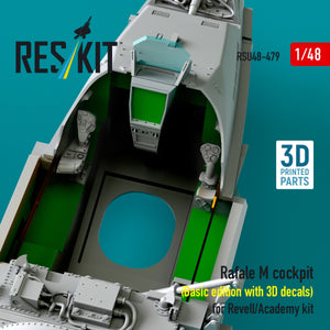 RESKIT RSU48-0479 Rafale M cockpit (Basic edition with 3D decals) for Revell/Academy kit (3D printed) 1/48