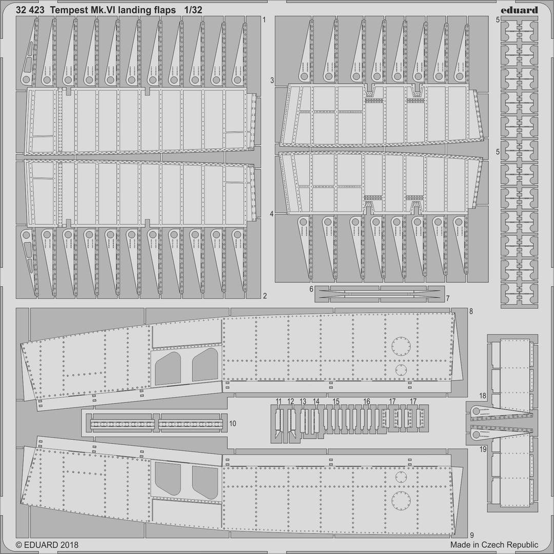 Volets d'atterrissage Eduard 32423 Tempest Mk. VI SPECIAL HOBBY 1/32