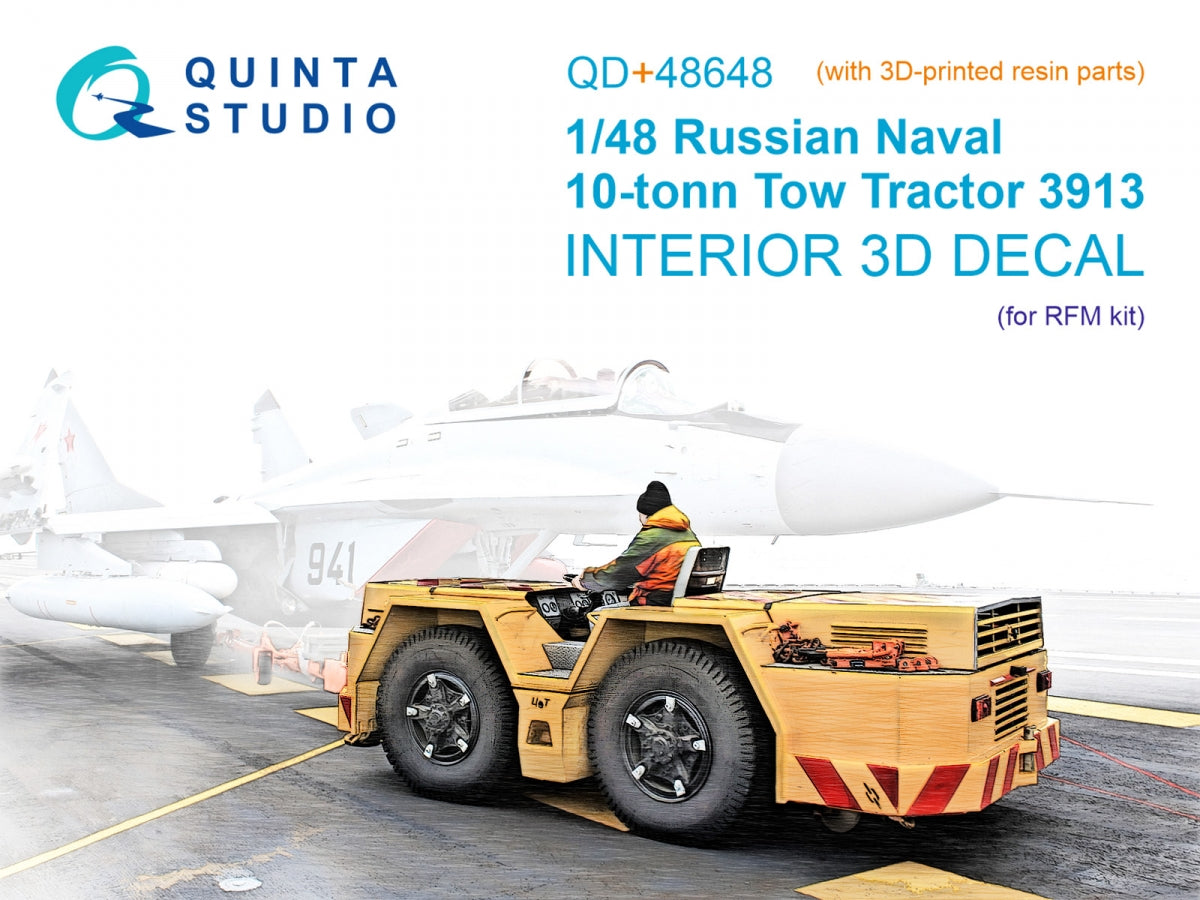 Quinta Studio QD+48648 Russian naval tow tractor 3913 3D-Printed &amp; coloured Interior on decal paper (RFM) (with 3D-printed resin parts) 1/48