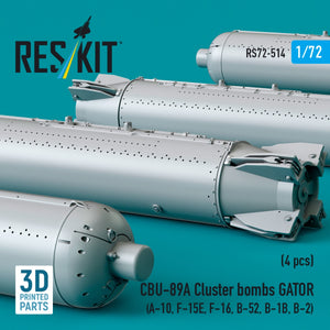 RESKIT RS72-0514 Bombes à fragmentation CBU-89A GATOR (4 pièces) (Impression 3D) 1/72 – image 2