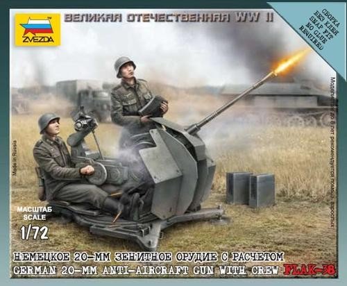 Zvezda 6117 Canon antiaérien allemand Flak 38 de 2 cm avec équipage (1/72)