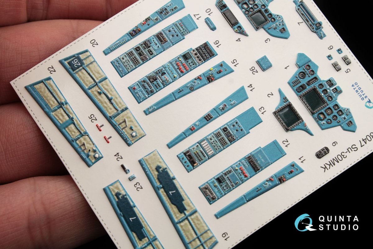 Intérieur imprimé en 3D et coloré sur papier décalcomanie Quinta Studio QD48047 Su-30MKK (pour kit HobbyBoss) 1/48 – image 5