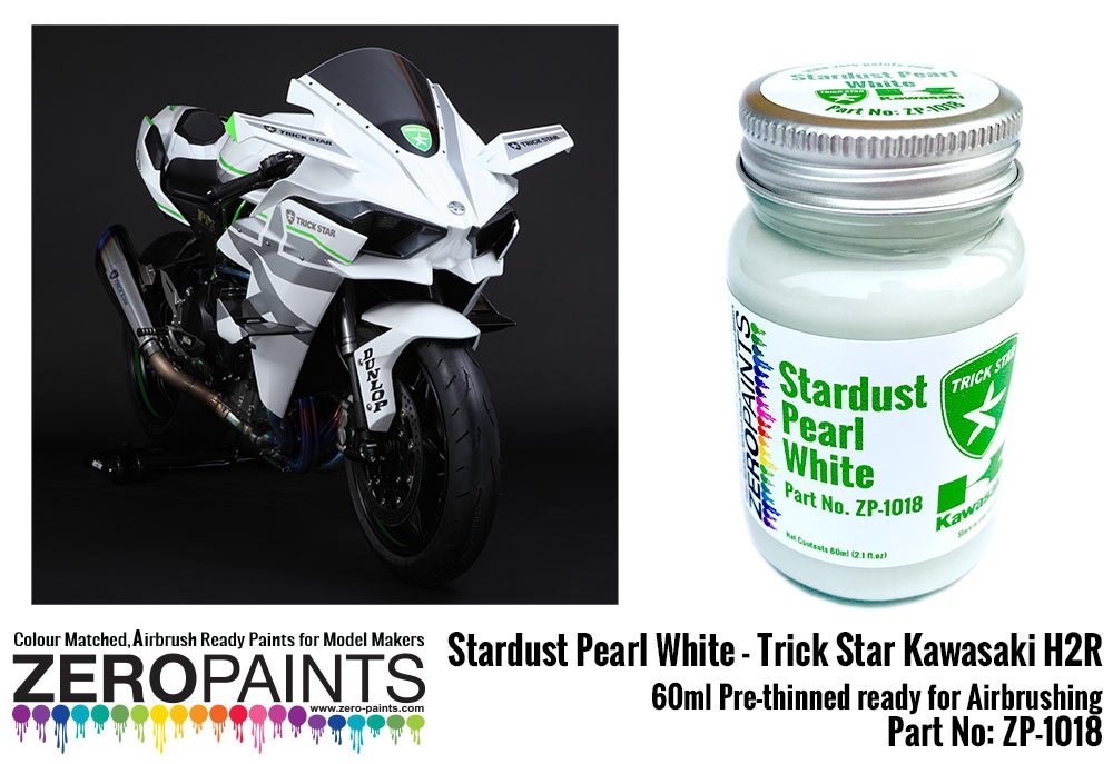 Peinture Zero Paints ZP-1018 Trick Star Kawasaki H2R Blanc nacré Stardust 60 ml