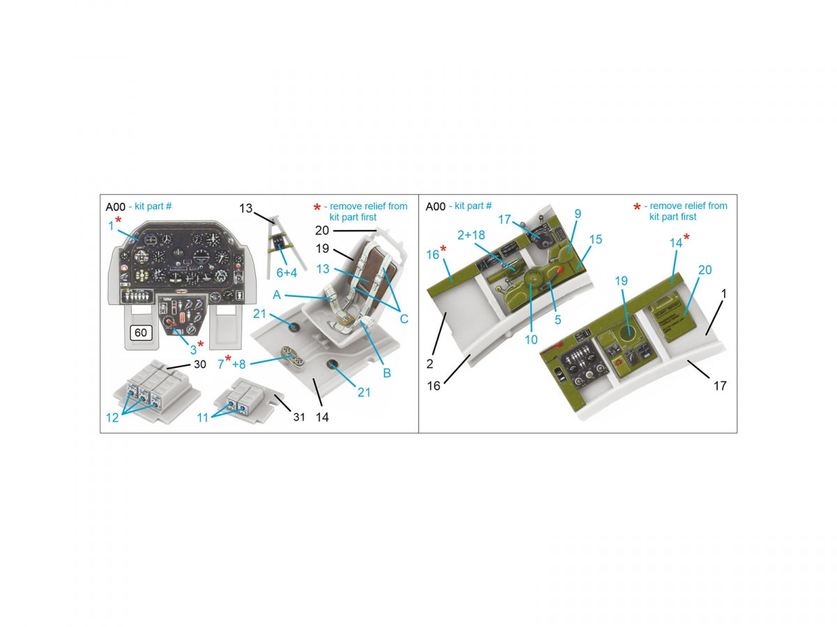 Quinta Studio QD48472 A-36 Intérieur coloré imprimé en 3D sur papier décalcomanie (Accurate Miniatures/Italeri) 1/48 – immagine 2