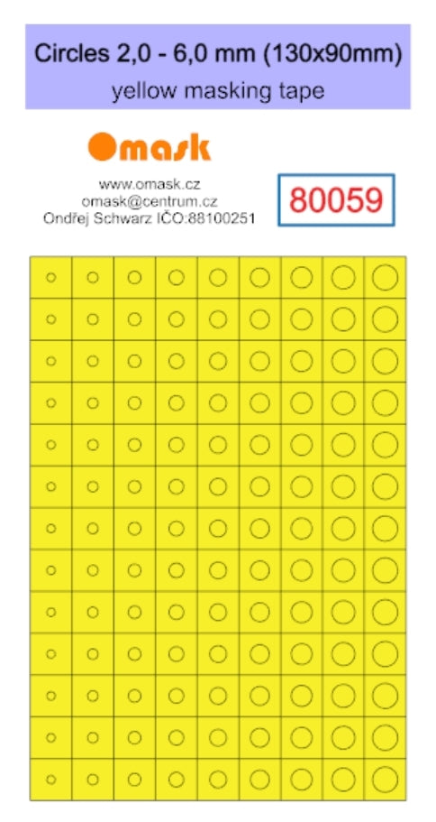 Omask 80059 Circles 2,0-6,0 mm (130x90mm) yellow masking tape