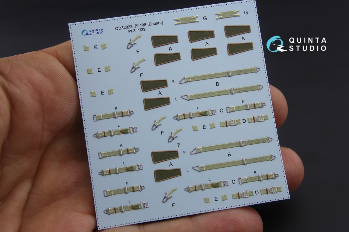 Intérieur imprimé en 3D et coloré sur papier décalcomanie Quinta Studio QD32028 Bf 108 (pour kit Eduard) 1/32 – immagine 3