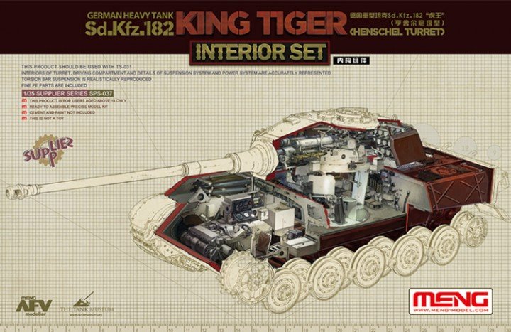 Meng modèle SPS-037 Sd.Kfz.182 &amp;quot;King Tiger&amp;quot; (tourelle Henschel) ensemble intérieur 1/35