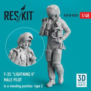 RESKIT RSF48-0020 F-35 « LIGHTNING II » PILOTE HOMME (EN POSITION DEBOUT - TYPE 2) (IMPRIMÉ EN 3D) 1/48
