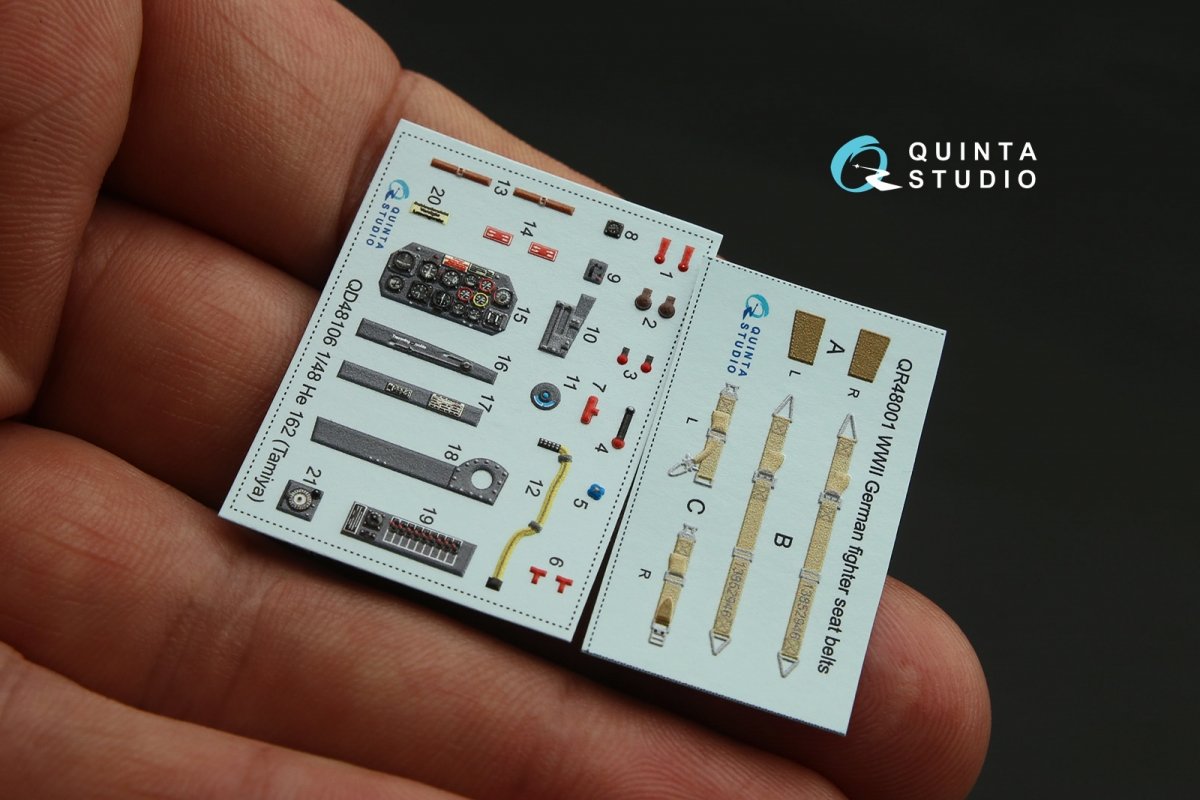 Intérieur imprimé en 3D et coloré sur papier décalcomanie Quinta Studio QD48106 He-162 (pour maquette Tamiya) 1/48 – immagine 2