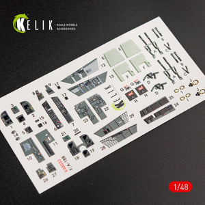 KELIK K48033 F/A-18B « HORNET » DÉCALCOMANIES 3D INTÉRIEURES POUR MAQUETTE KINETIC AU 1/48