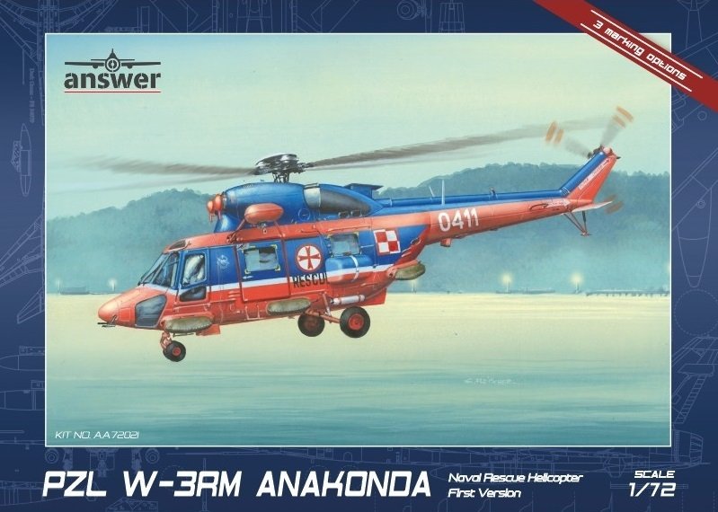 Réponse AA72021 PZL W-3RM Anaconda Hélicoptère de sauvetage naval Première version 1/72