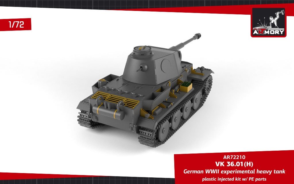 Armory Models 72210 VK 36.01(H) Char lourd expérimental allemand de la Seconde Guerre mondiale, échelle 1/72 – image 5