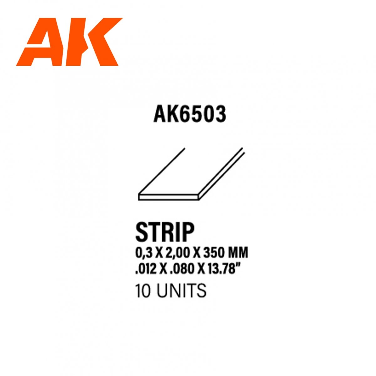 AK Interactive AK6503 BANDES 0,30 X 2,00 X 350MM – BANDE DE STYRÈNE – (10 UNITÉS)