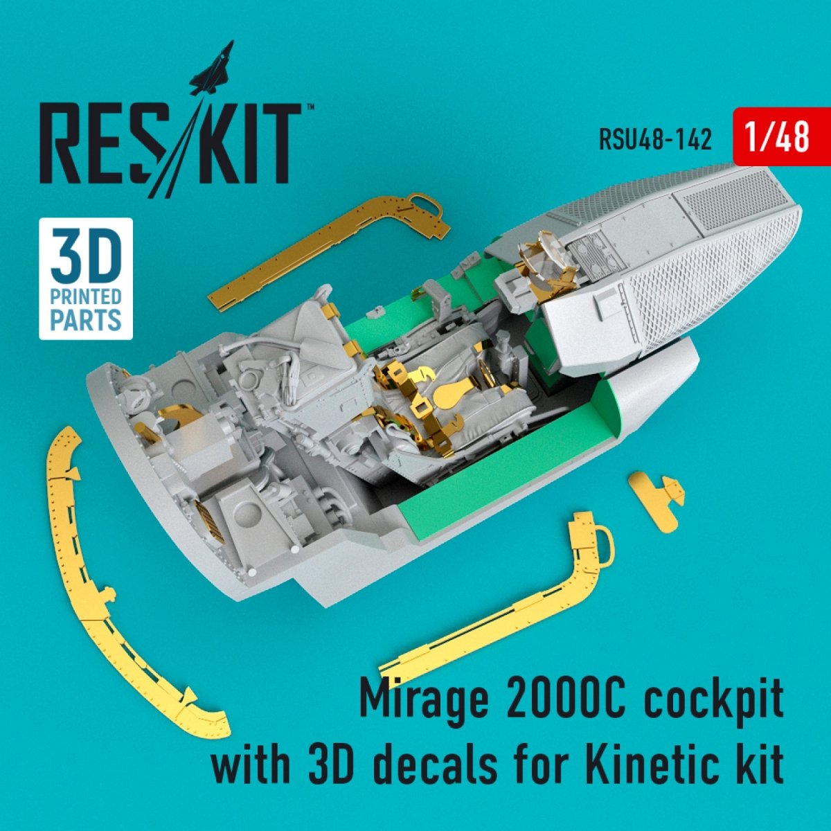 RESKIT RSU48-0142 COCKPIT MIRAGE 2000C AVEC DÉCALCOMANIES 3D POUR MAQUETTE KINETIC 1/48 – Bild 2