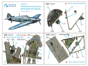 Intérieur imprimé en 3D et coloré sur papier décalcomanie Quinta Studio QD48410 pour la famille Hurricane (Arma Hobby) à l&amp;#39;échelle 1/48 – image 2