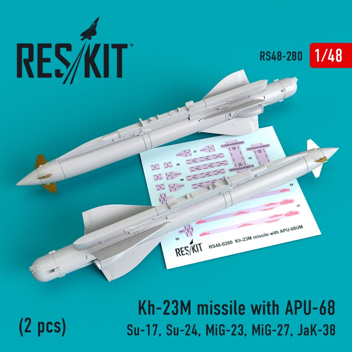 RESKIT RS48-0280 MISSILES KH-23M AVEC APU-68 (2 PIÈCES) 1/48