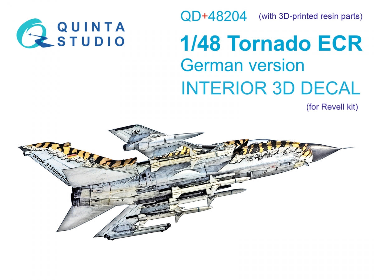 Quinta Studio QD+48204 Tornado ECR Allemand Intérieur imprimé en 3D et coloré sur papier décalcomanie (Revell) (avec pièces en résine imprimées en 3D) 1/48