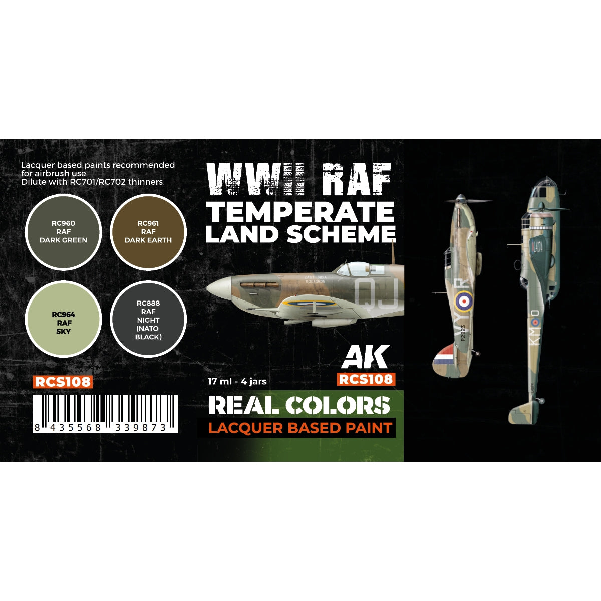 AK Interactive RCS108 WWII RAF Temperate Land Sche 4x17ml – image 2