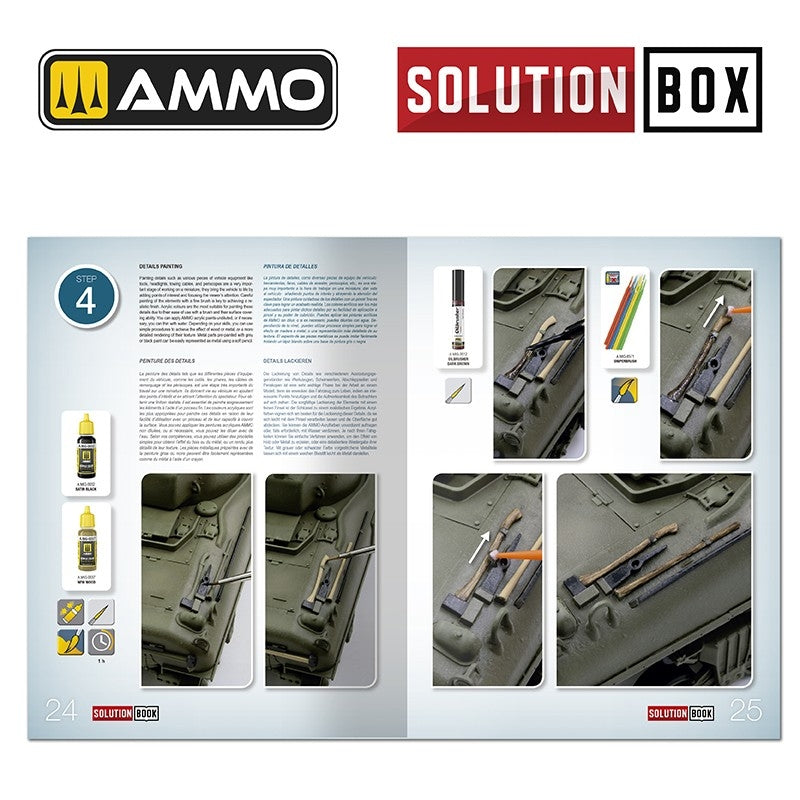 AMMO par Mig Jimenez 7728 SOLUTION BOX 22 – Seconde Guerre mondiale USA ETO. Système de couleurs et de vieillissement – image 11