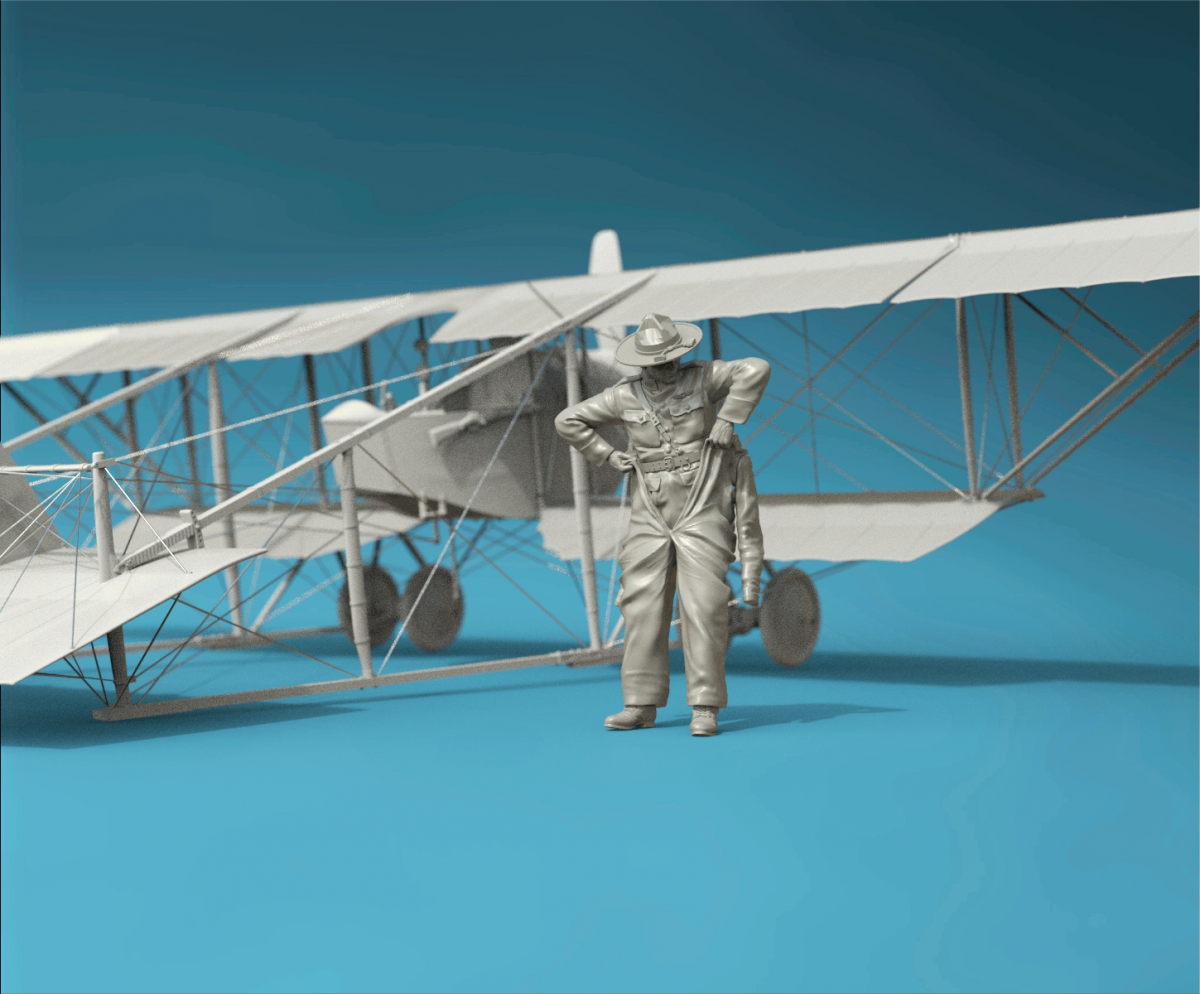 Figurine Copper State Models F32-056 : Aviateur de l'US Army Air Service presque en costume, échelle 1/32
