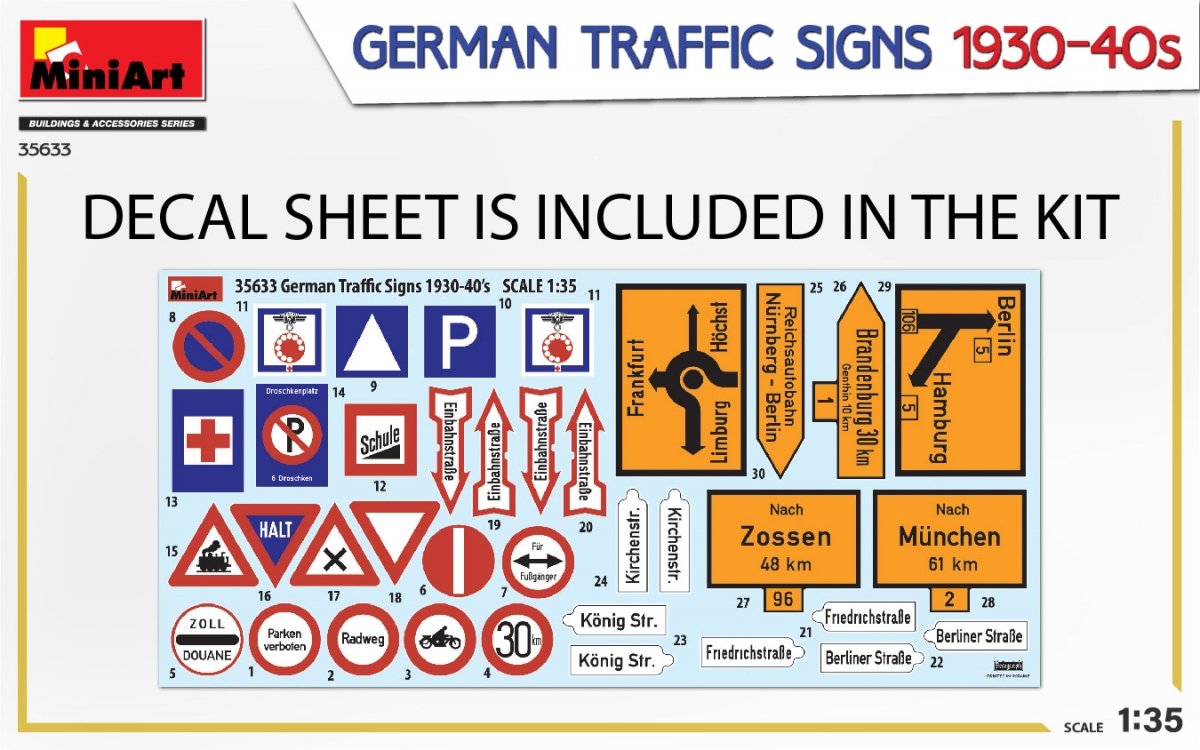 MiniArt 35633 SIGNAUX DE SIGNALISATION ALLEMAND ANNÉES 1930-40 1/35 – imagen 3