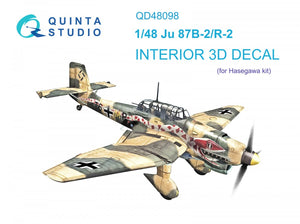 Intérieur imprimé en 3D et coloré sur papier décalcomanie Quinta Studio QD48098 Ju 87B-2/R-2 (Hasegawa) 1/48