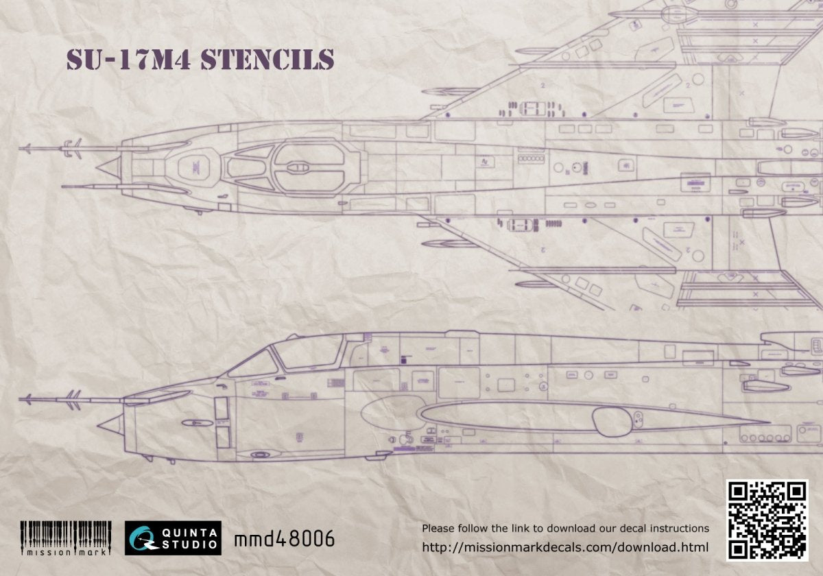 Décalcomanie Quinta Studio MMD48006 pour Su-17M4, pochoir 1/48 